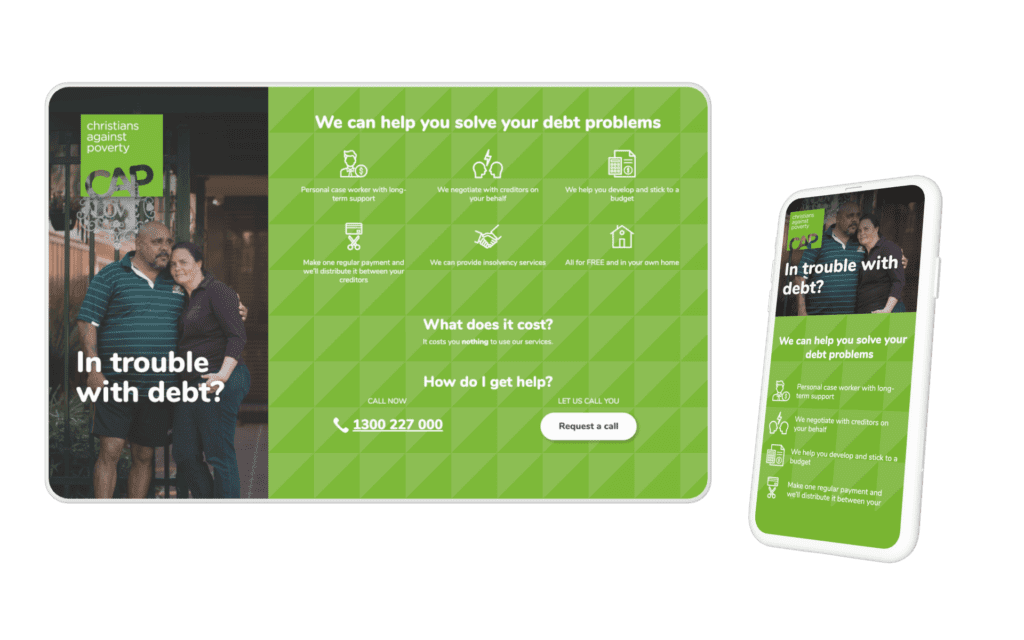 Christians against poverty website built by award winning web designers at heartburst