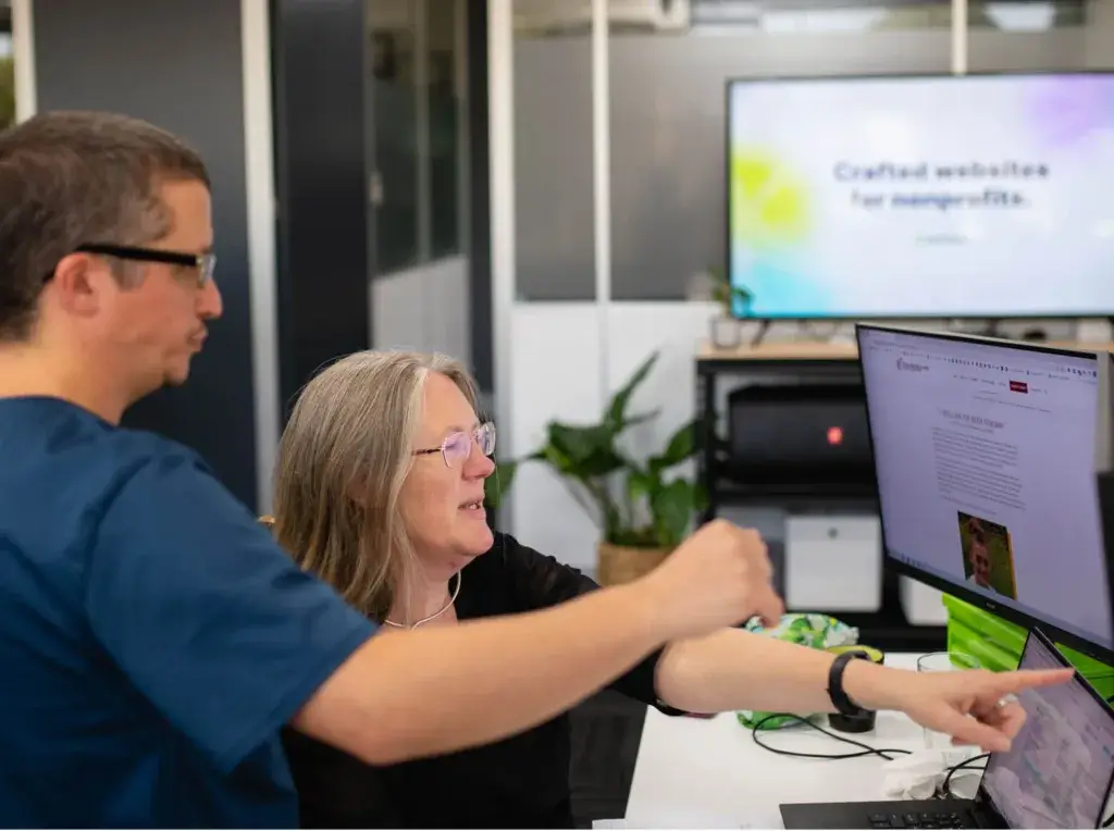 The Heartburst team working on a Digital Impact Report for a nonprofit